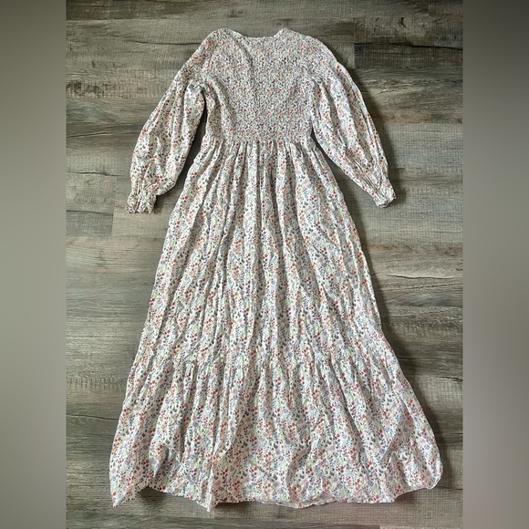 Meadows Blush Dress 6 Floral Maxi Boho Peasant Long Sleeve Prairie Cotton White - Picture 8 of 8